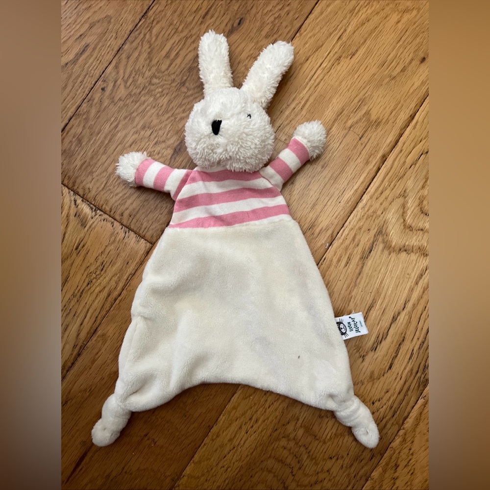 Jellycat London  Bredita Bunny Blanket cream /Pink Stripe  Comforter Soother